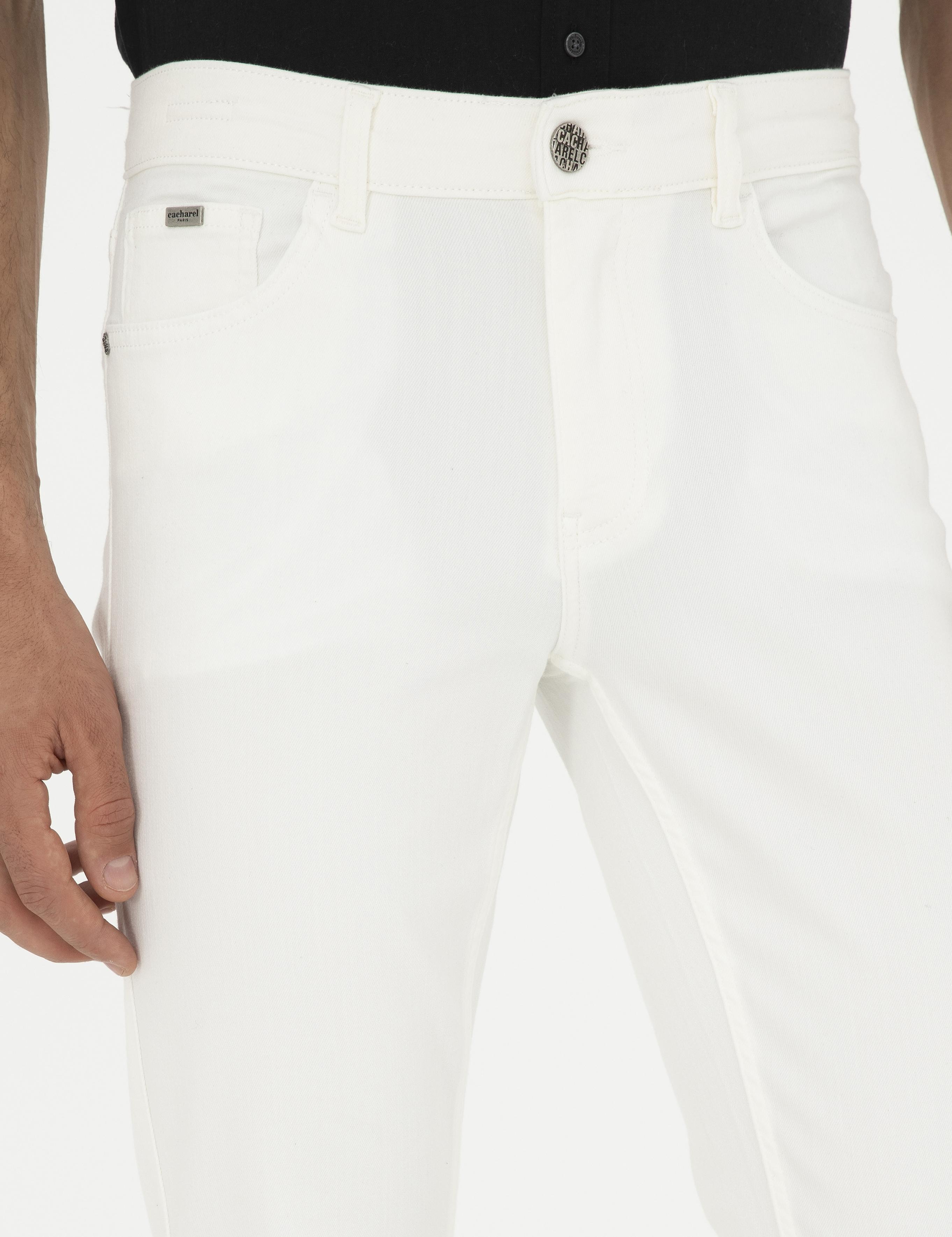 Beyaz Slim Fit Pamuk Karışımlı Jean Pantolon - 50287089032