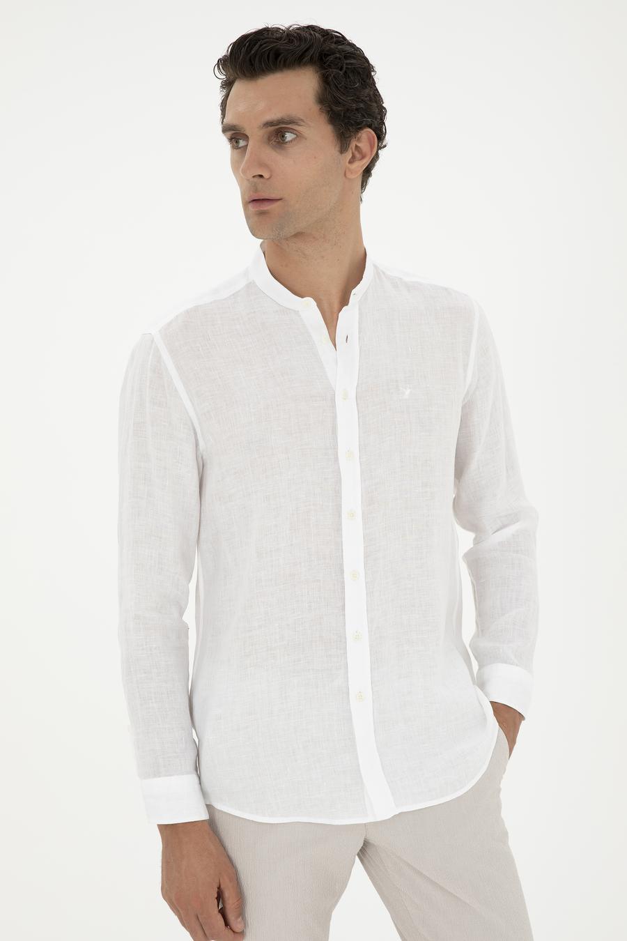 Beyaz Regular Fit %100 Keten Gömlek - 50288562007