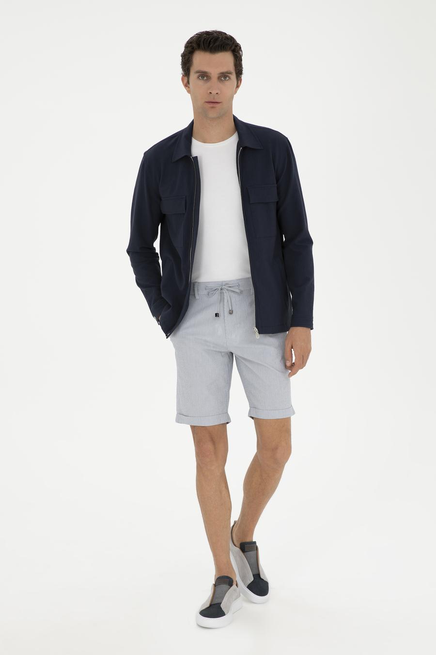 Açık Mavi Regular Fit Beli Bağcıklı Şort - 50289150015