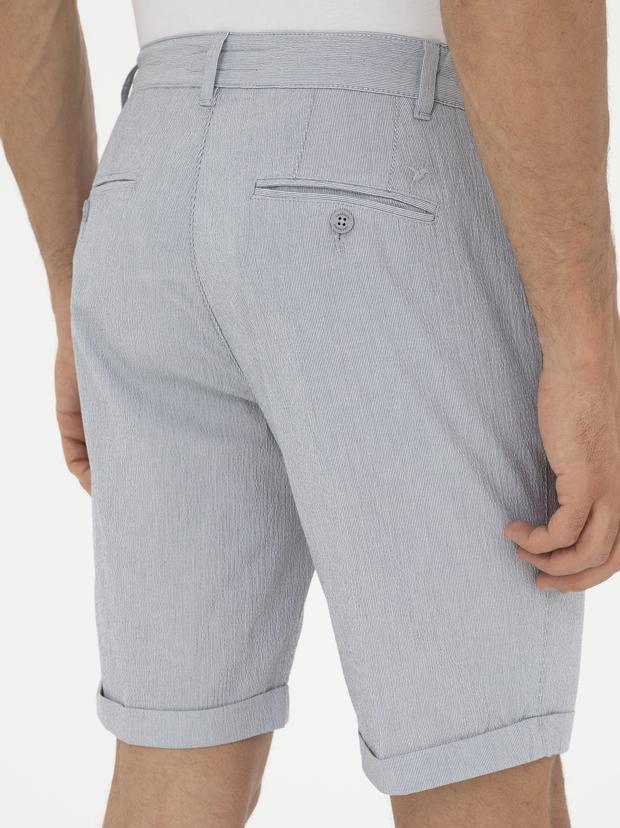 Açık Mavi Regular Fit Beli Bağcıklı Şort
