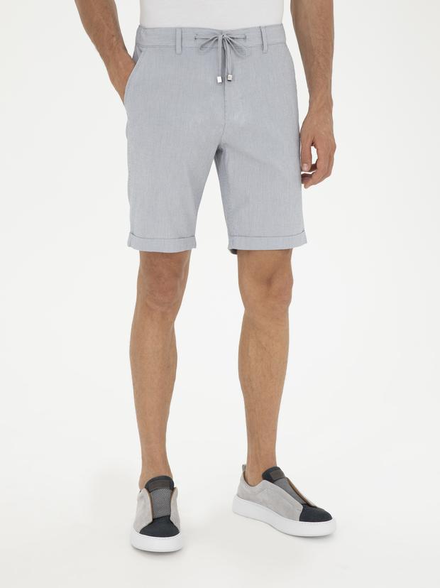 Açık Mavi Regular Fit Beli Bağcıklı Şort