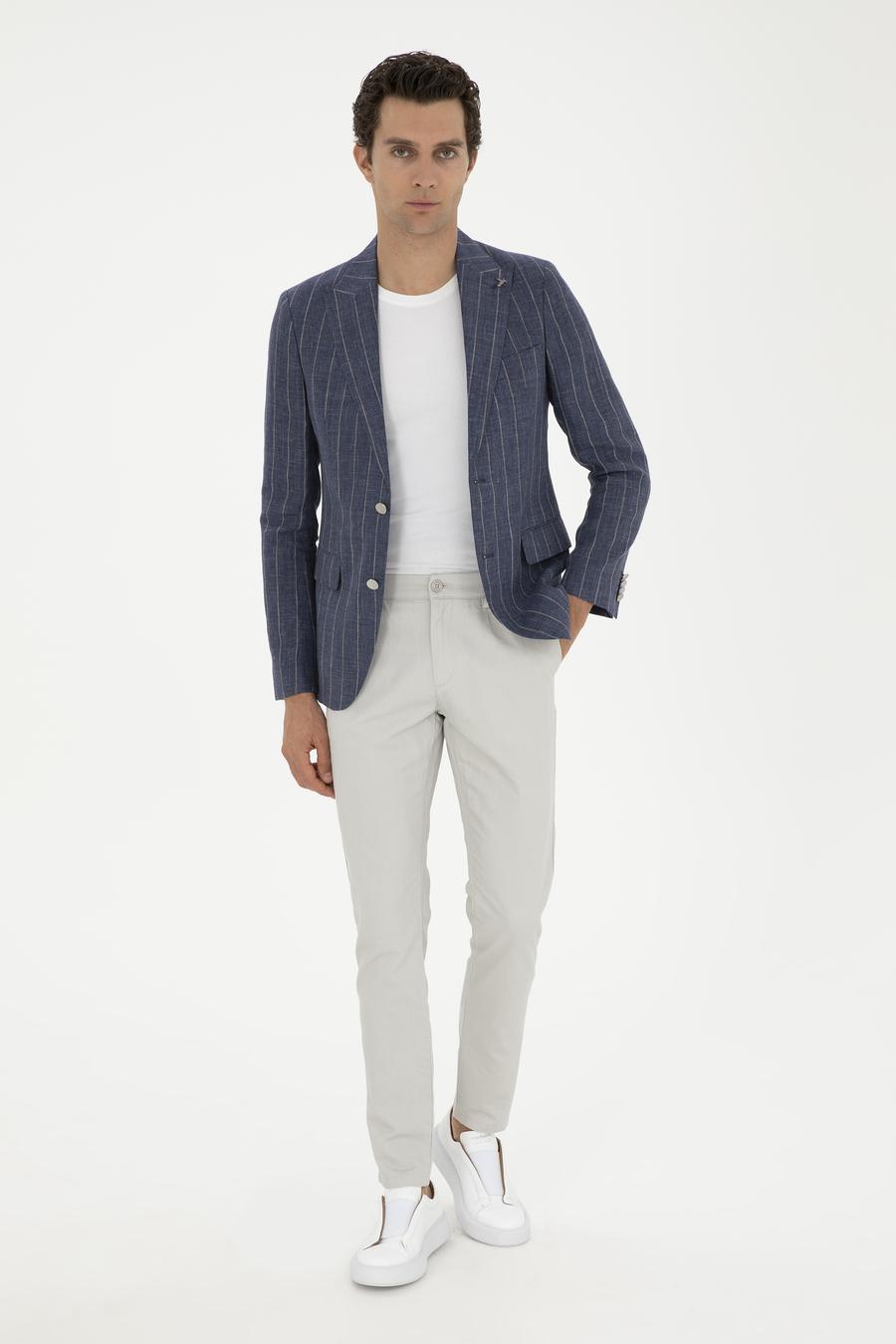 İndigo Slim Fit %100 Keten Ceket - 50284602071