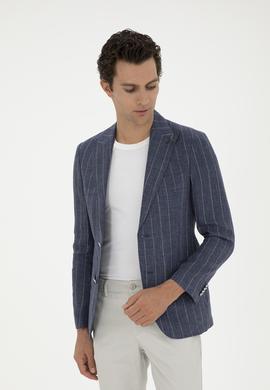 İndigo Slim Fit %100 Keten Ceket