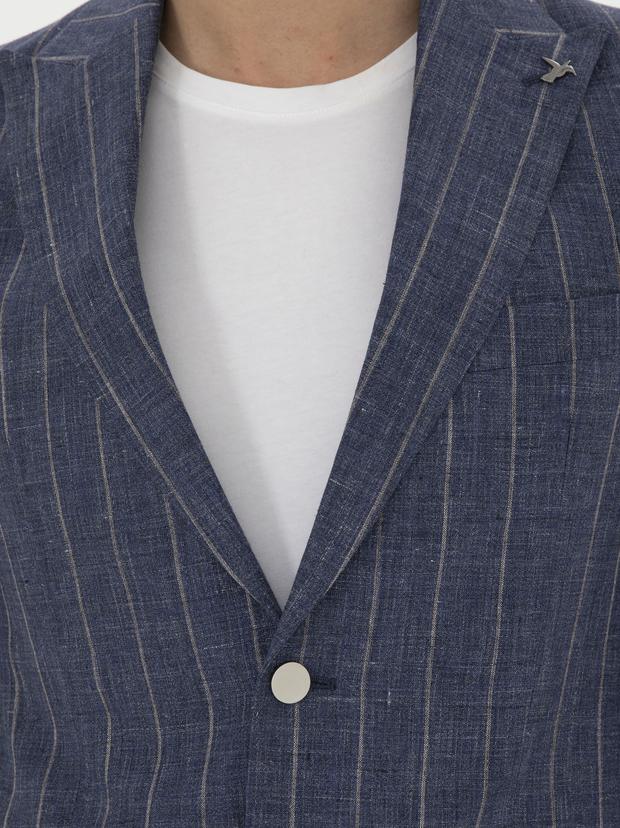 İndigo Slim Fit %100 Keten Ceket