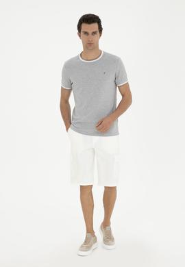 Beyaz Slim Fit Kargo Cepli Şort