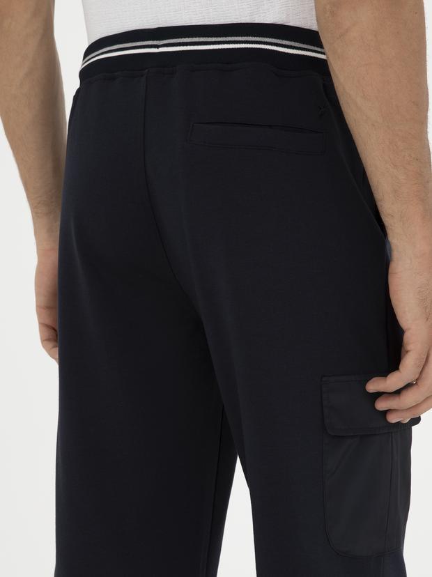 Lacivert Slim Fit Kargo Cepli Şort