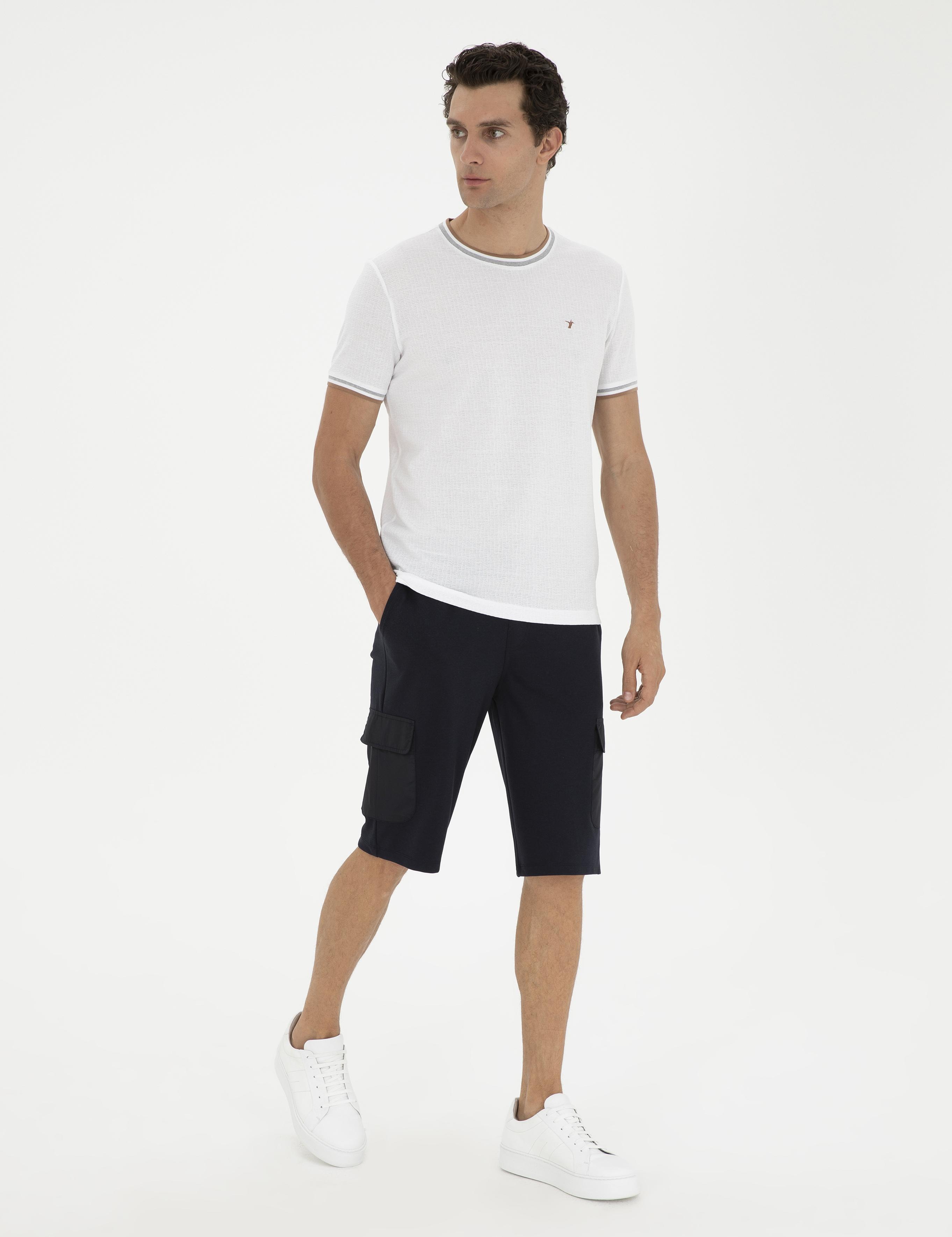 Lacivert Slim Fit Kargo Cepli Şort - 50284605013