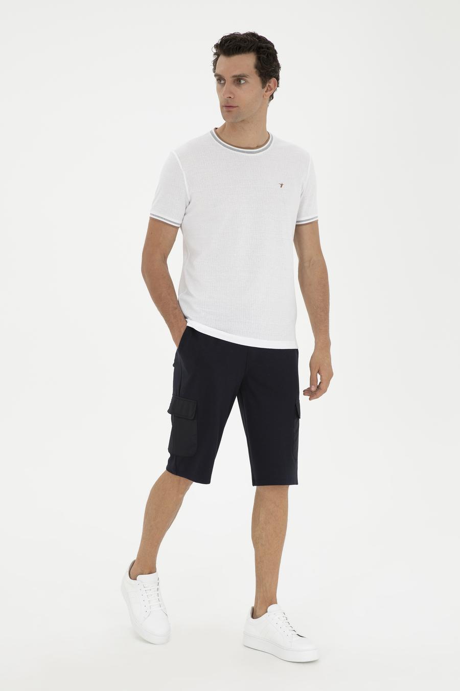 Lacivert Slim Fit Kargo Cepli Şort - 50284605013