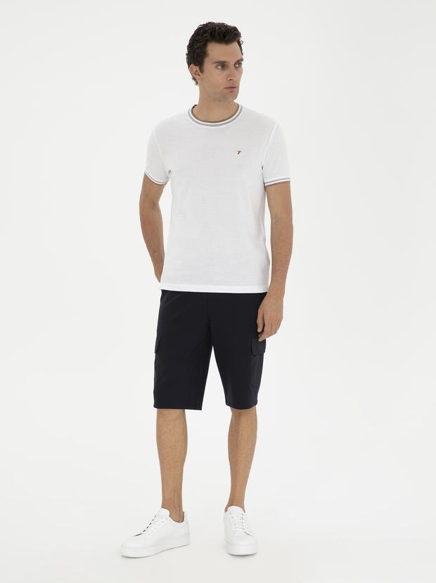 Lacivert Slim Fit Kargo Cepli Şort
