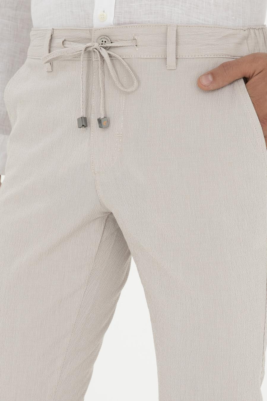 Bej Slim Fit Beli Bağcıklı Kanvas Pantolon - 50289151052