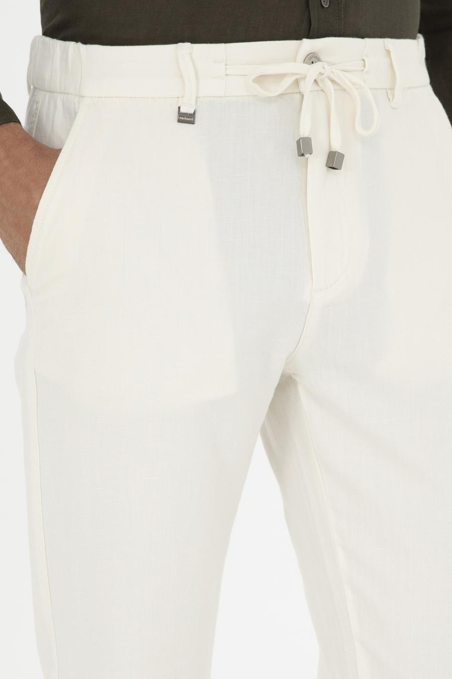 Ekru Carrot Fit Keten Karışımlı Kanvas Pantolon - 50285371093
