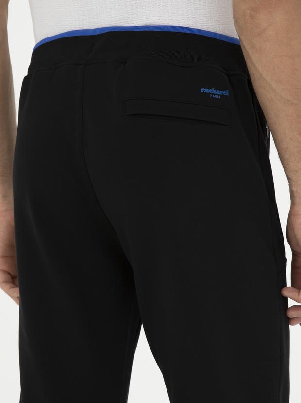 Siyah Slim Lastik Paçalı Eşofman Altı