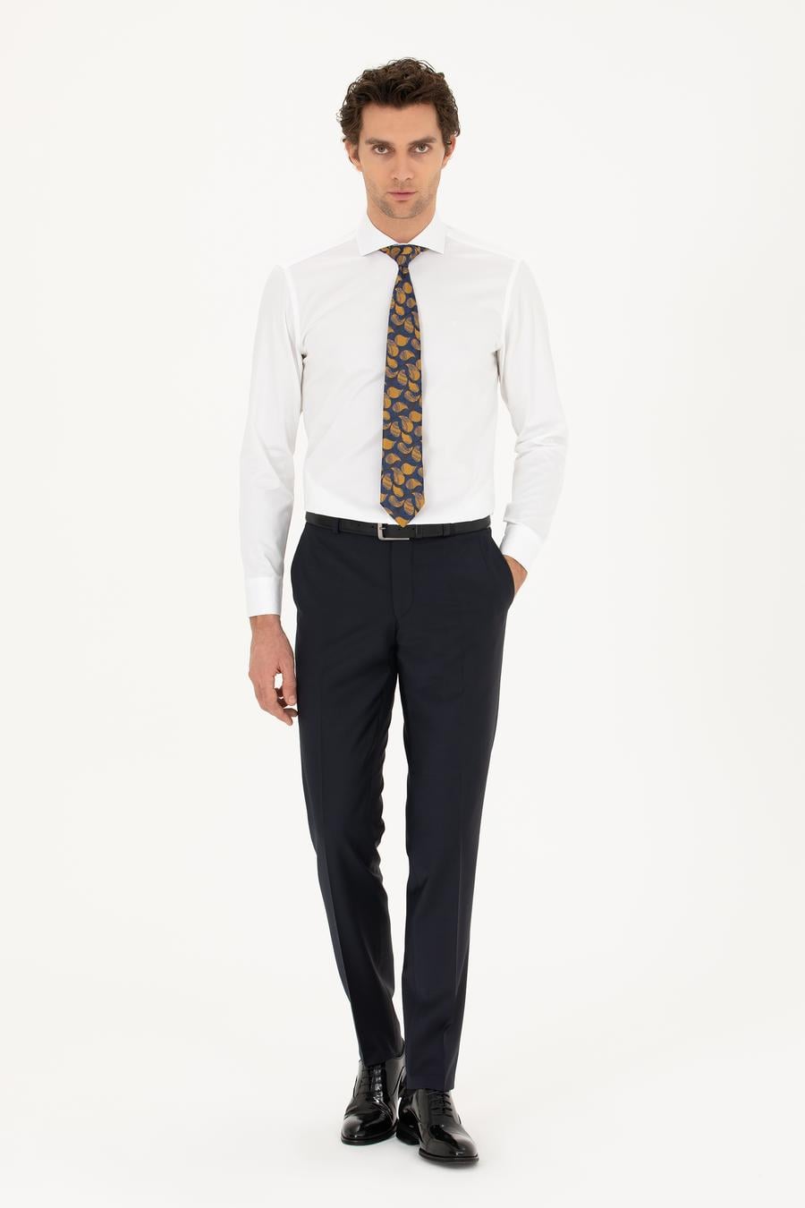Beyaz Slim Fit Pamuk Klasik Gömlek - 50287784006