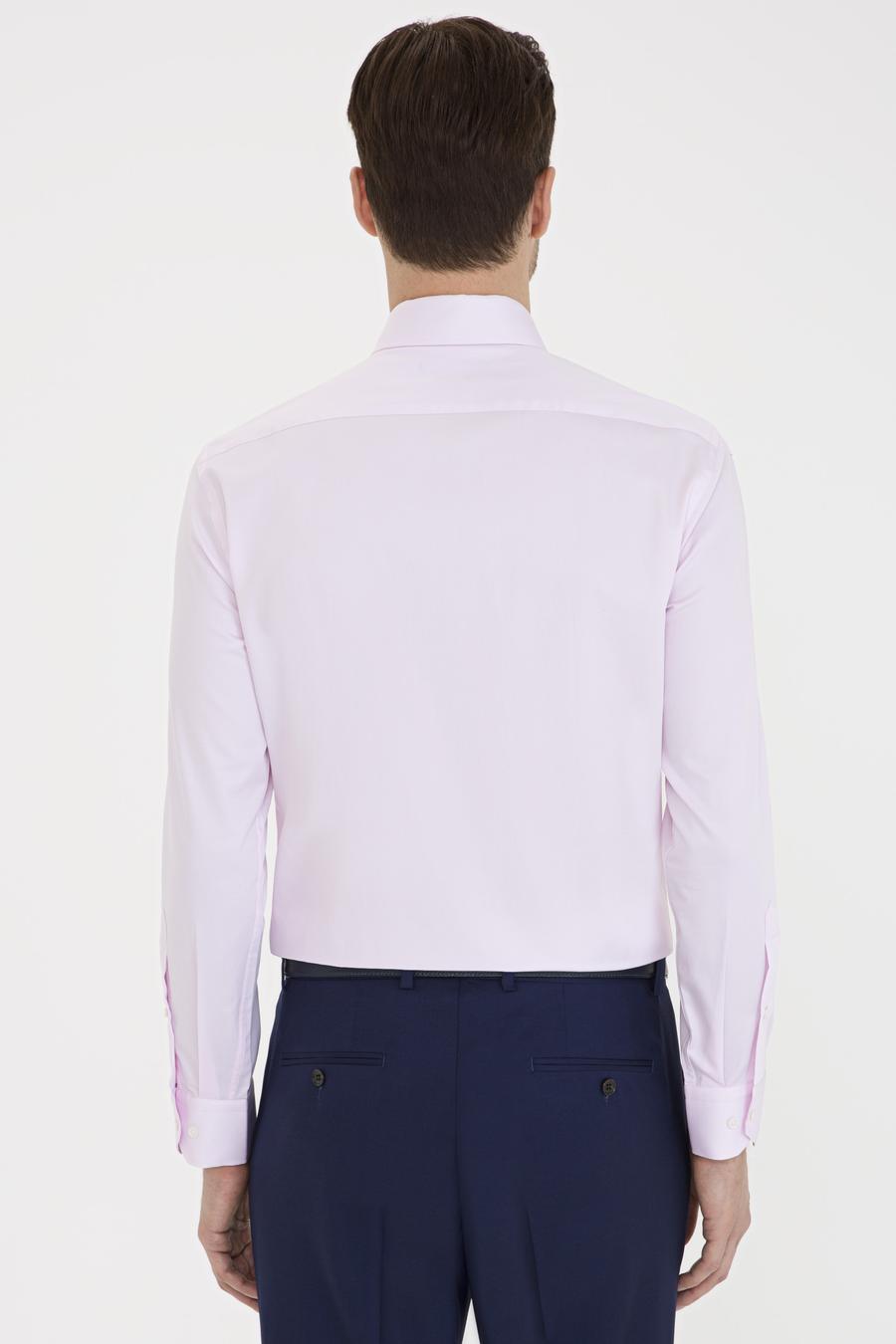 Açık Pembe Slim Fit Uzun Kollu Basic Gömlek - 50229004039