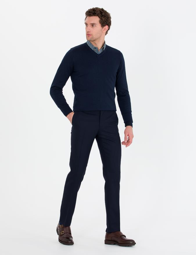 Lacivert Slim Fit Kumaş Pantolon