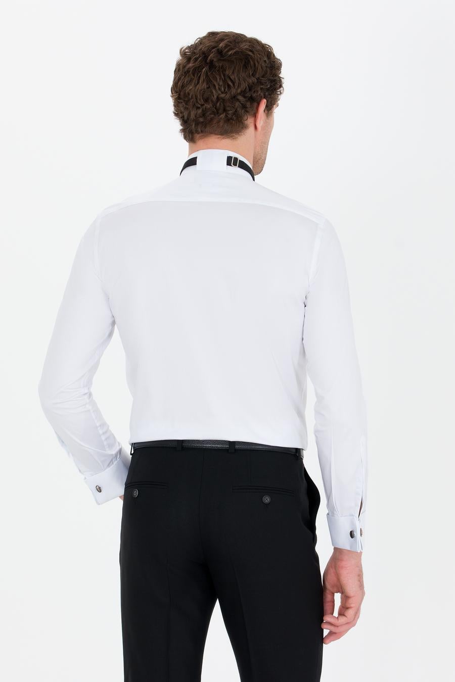 Beyaz Slim Fit Smokin Gömlek - 50265358007