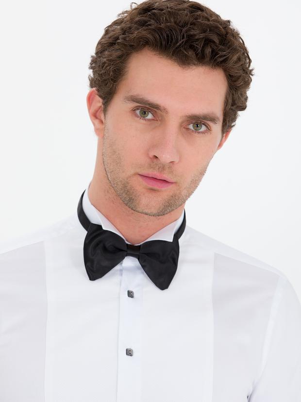 Beyaz Slim Fit Smokin Gömlek