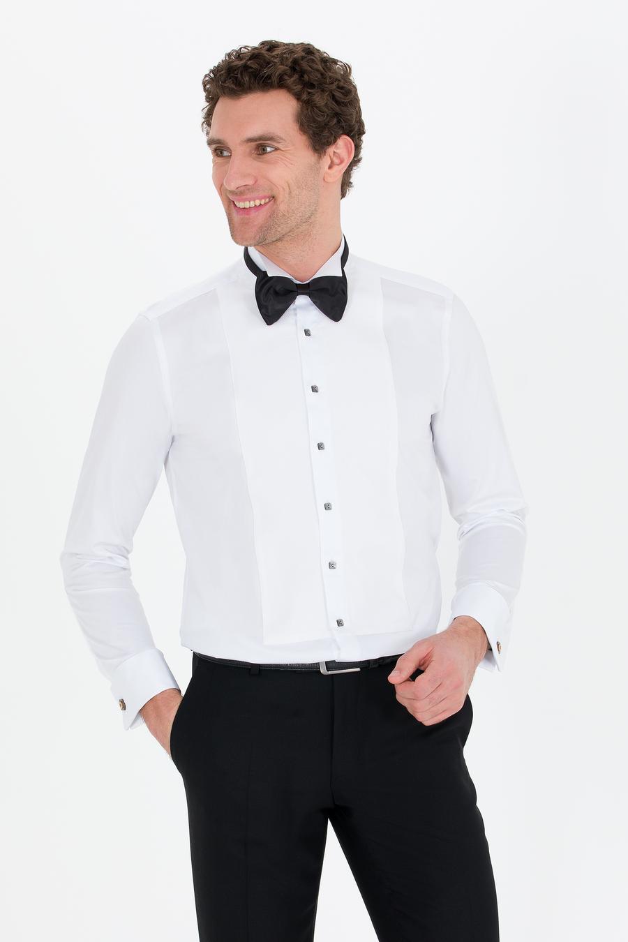 Beyaz Slim Fit Smokin Gömlek - 50265358007