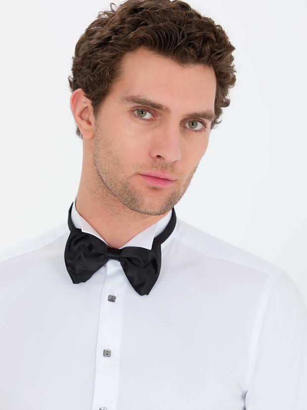 Beyaz Slim Fit Smokin Gömlek