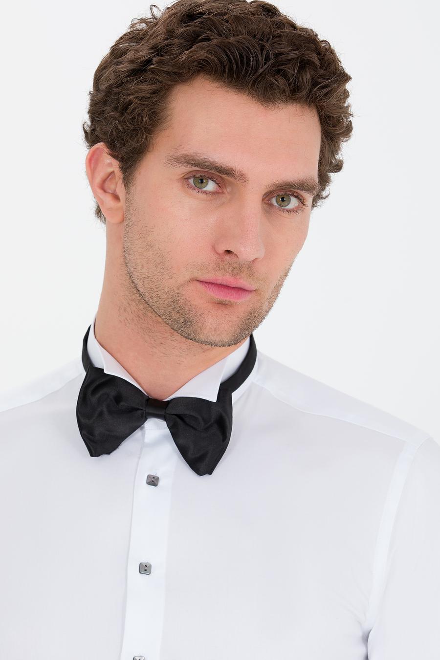 Beyaz Slim Fit Smokin Gömlek - 50265359005