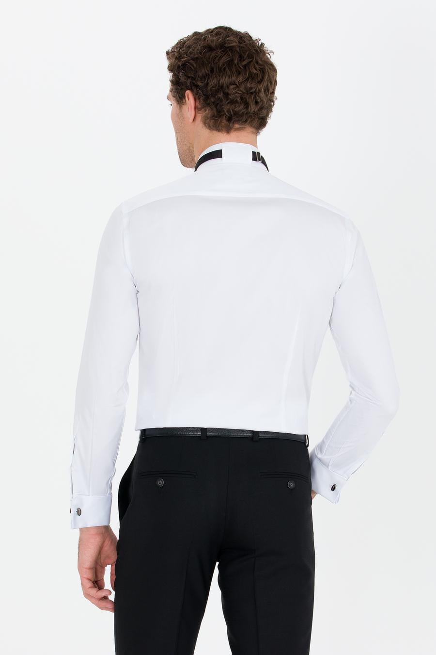 Beyaz Slim Fit Smokin Gömlek - 50265359005
