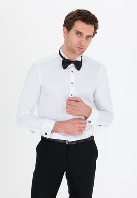 Beyaz Slim Fit Smokin Gömlek