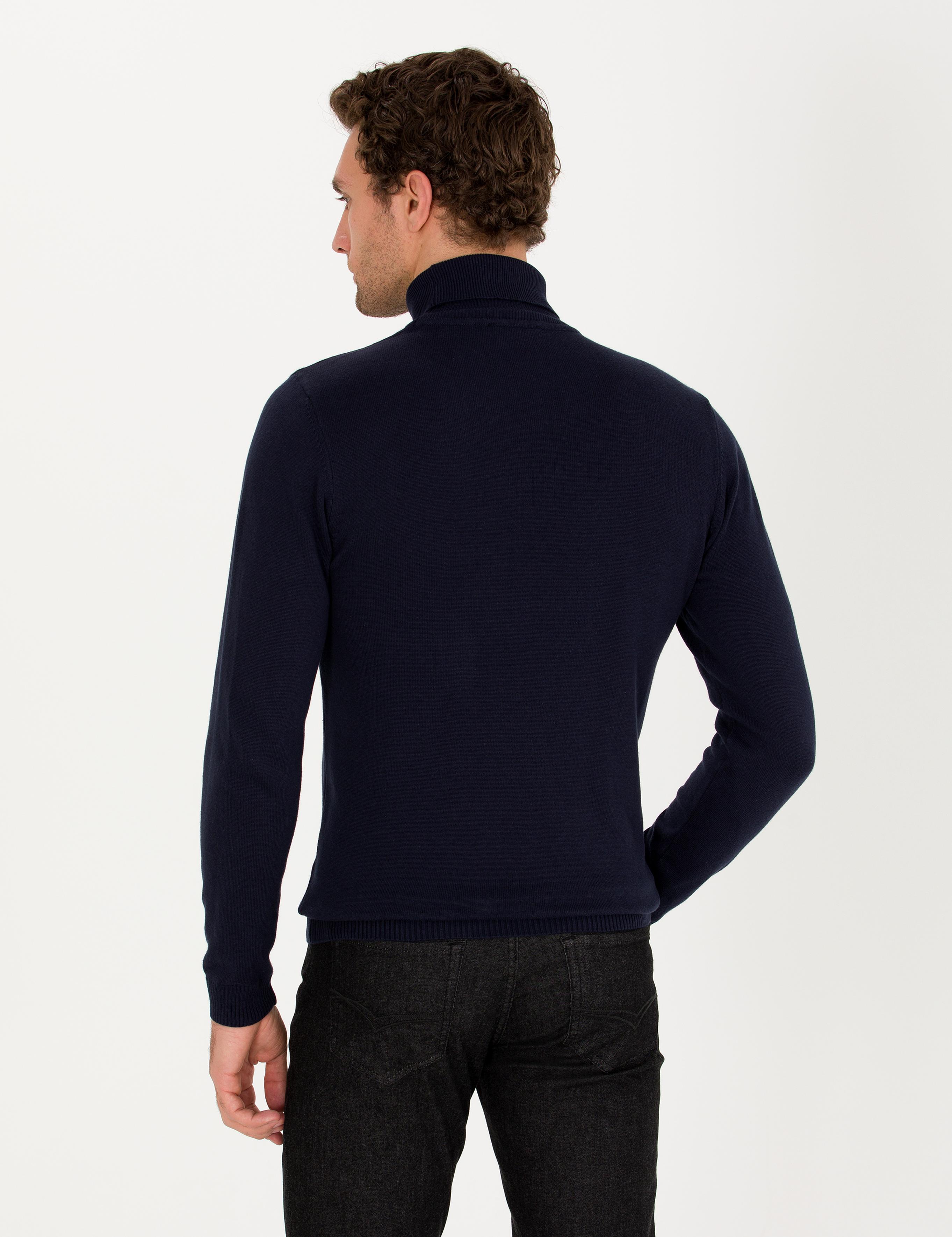 Lacivert Slim Fit Balıkçı Yaka Basic Triko Kazak - 50257385008