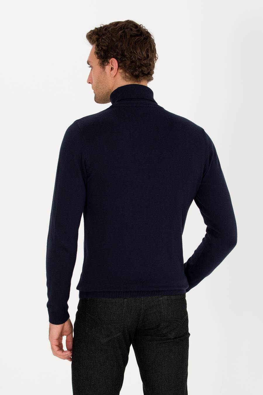 Lacivert Slim Fit Balıkçı Yaka Basic Triko Kazak - 50257385008
