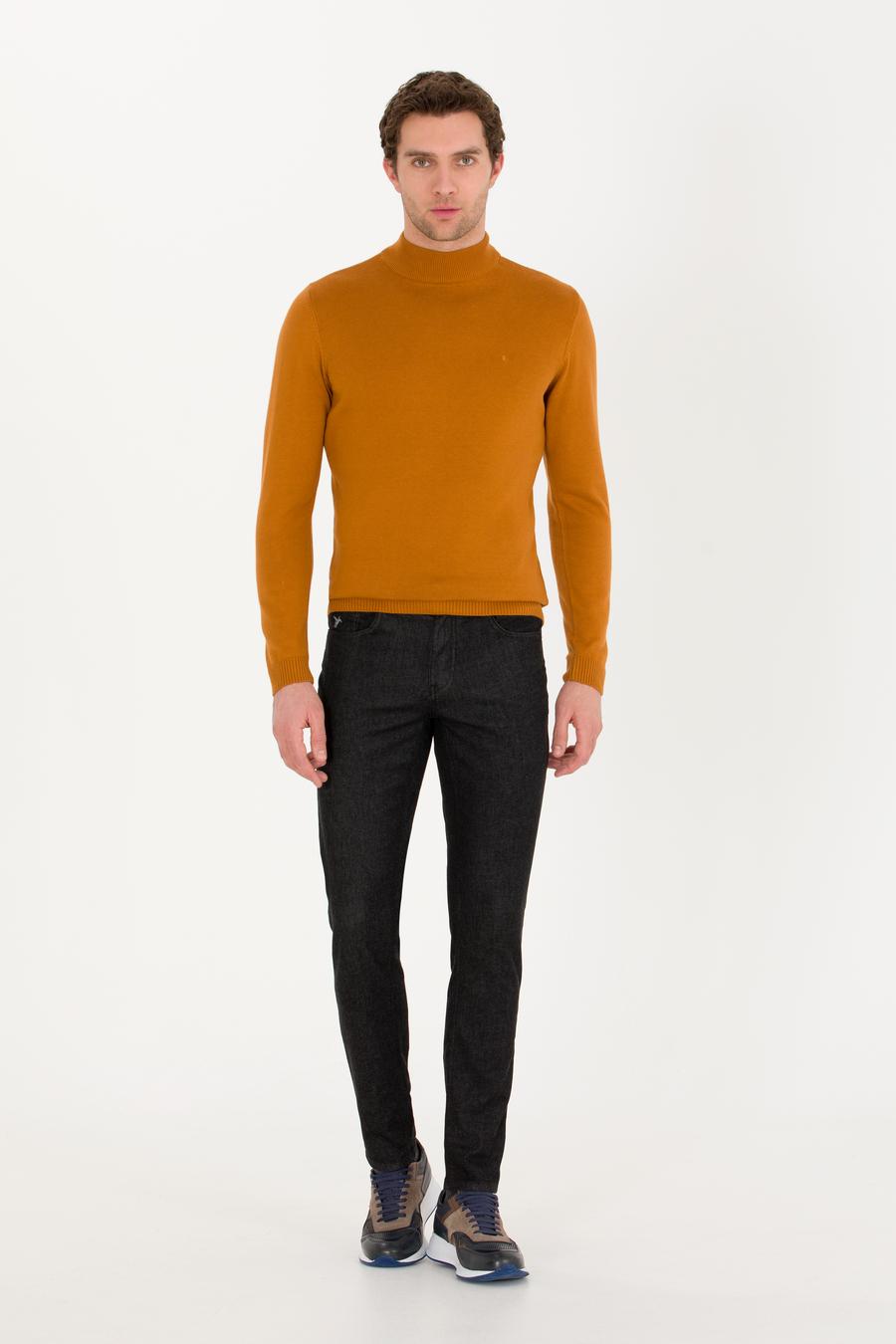 Tarçın Slim Fit Pamuk Karışımlı Yarım Balıkçı Basic Triko Kazak - 50257392057