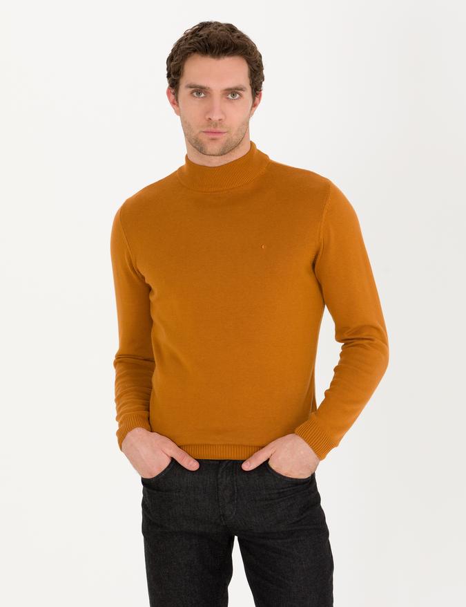 Tarçın Slim Fit Pamuk Karışımlı Yarım Balıkçı Basic Triko Kazak