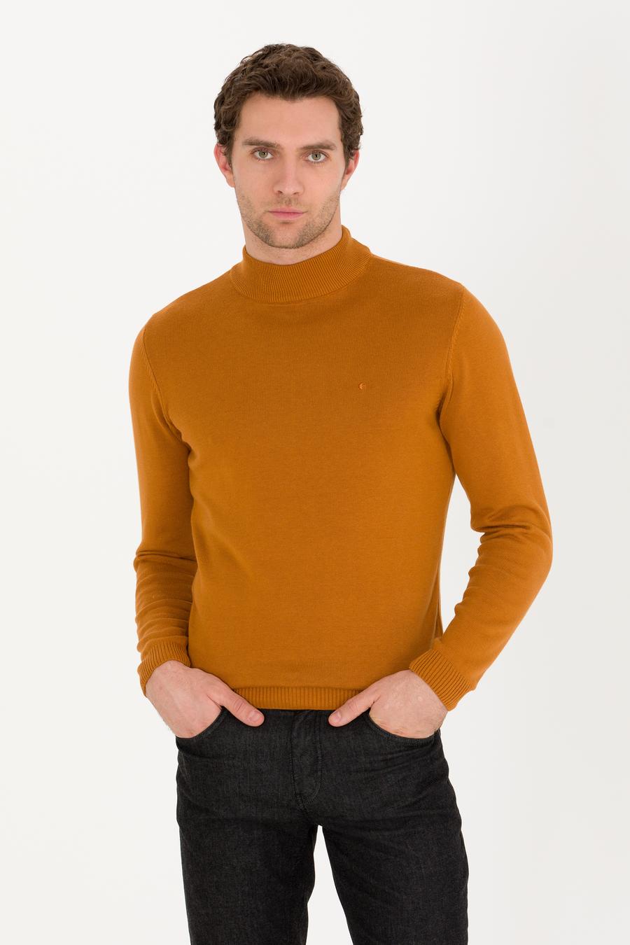Tarçın Slim Fit Pamuk Karışımlı Yarım Balıkçı Basic Triko Kazak - 50257392057