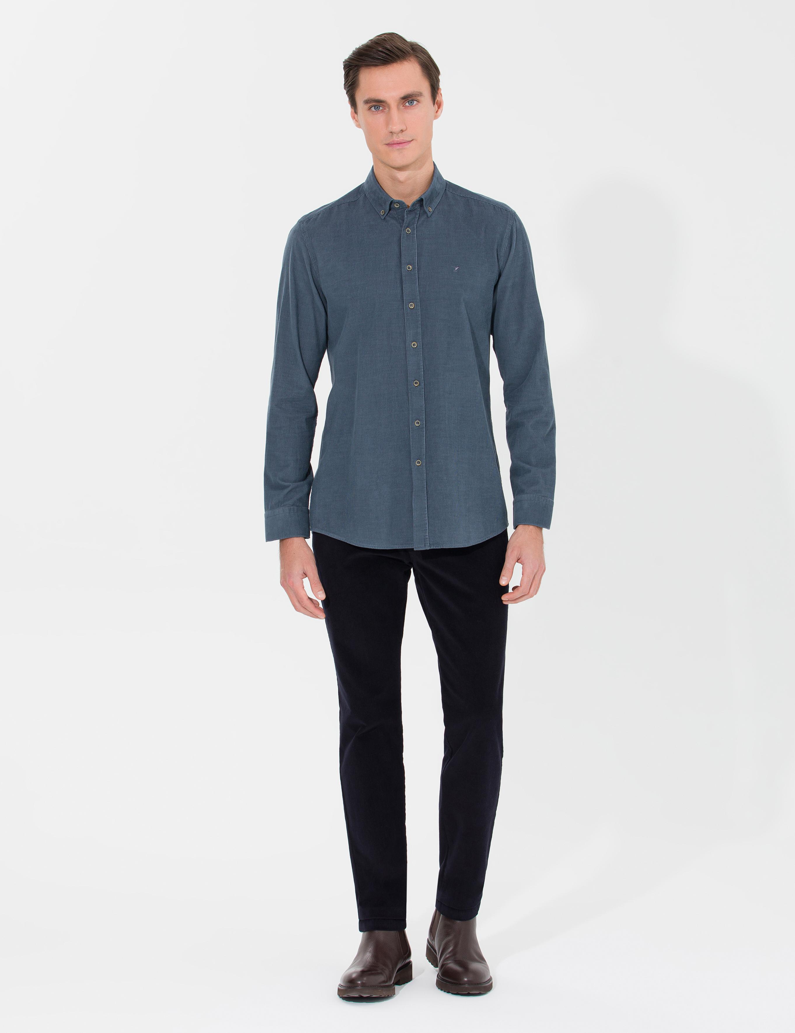 Lacivert Slim Fit Kanvas Pantolon - 50259416038