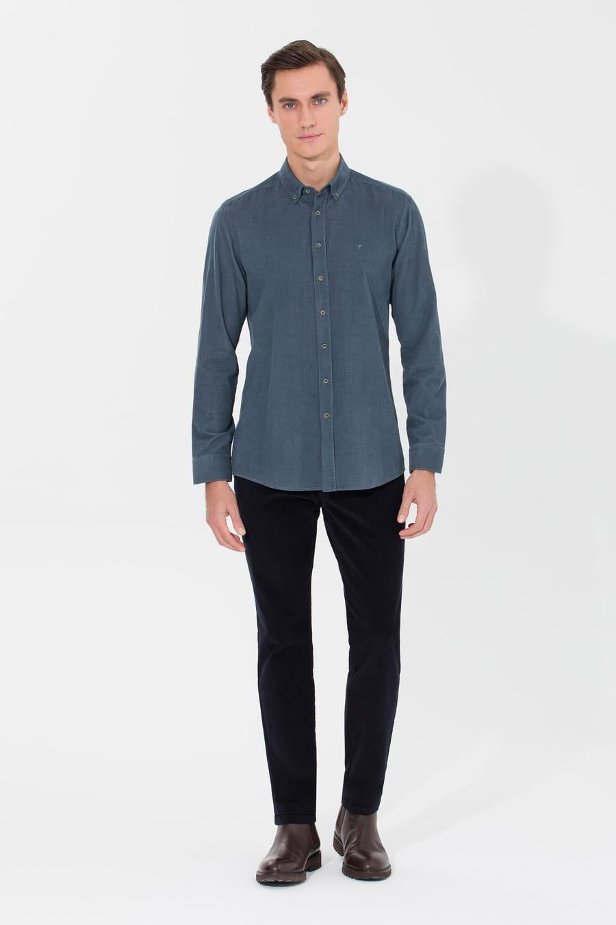 Lacivert Slim Fit Kanvas Pantolon - 50259416038