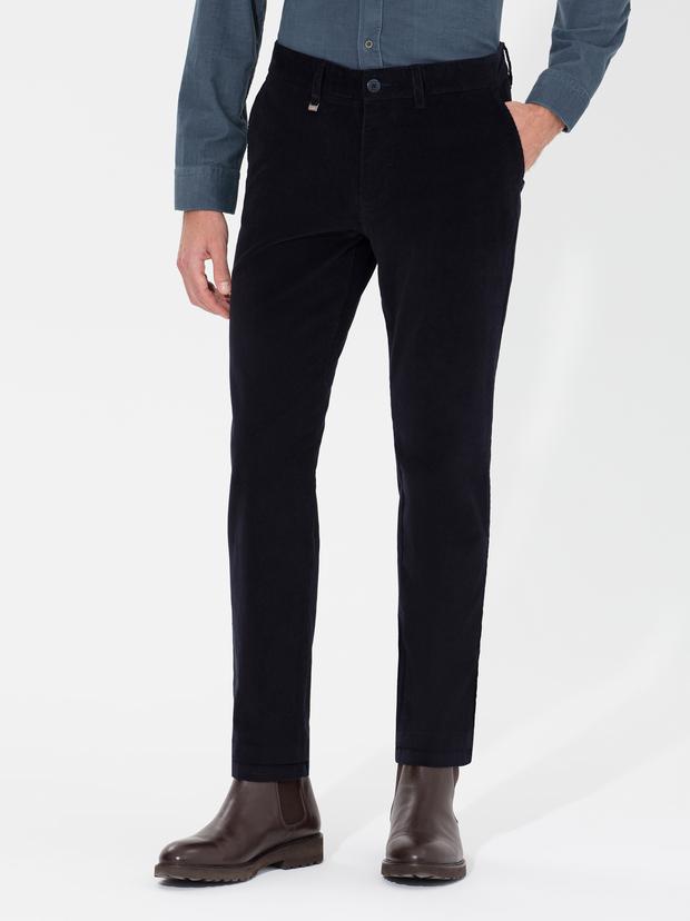 Lacivert Slim Fit Kanvas Pantolon