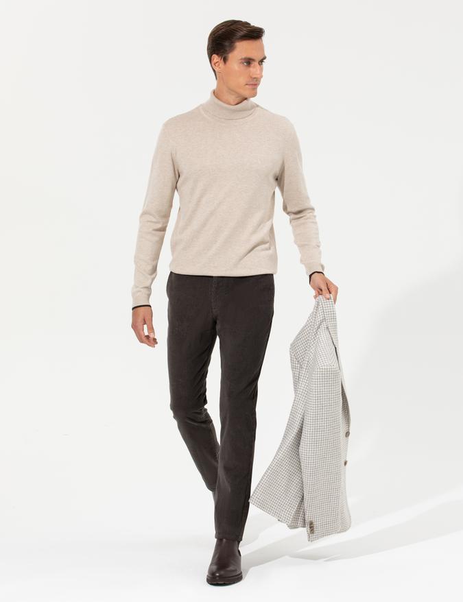 Haki Slim Fit Kanvas Pantolon