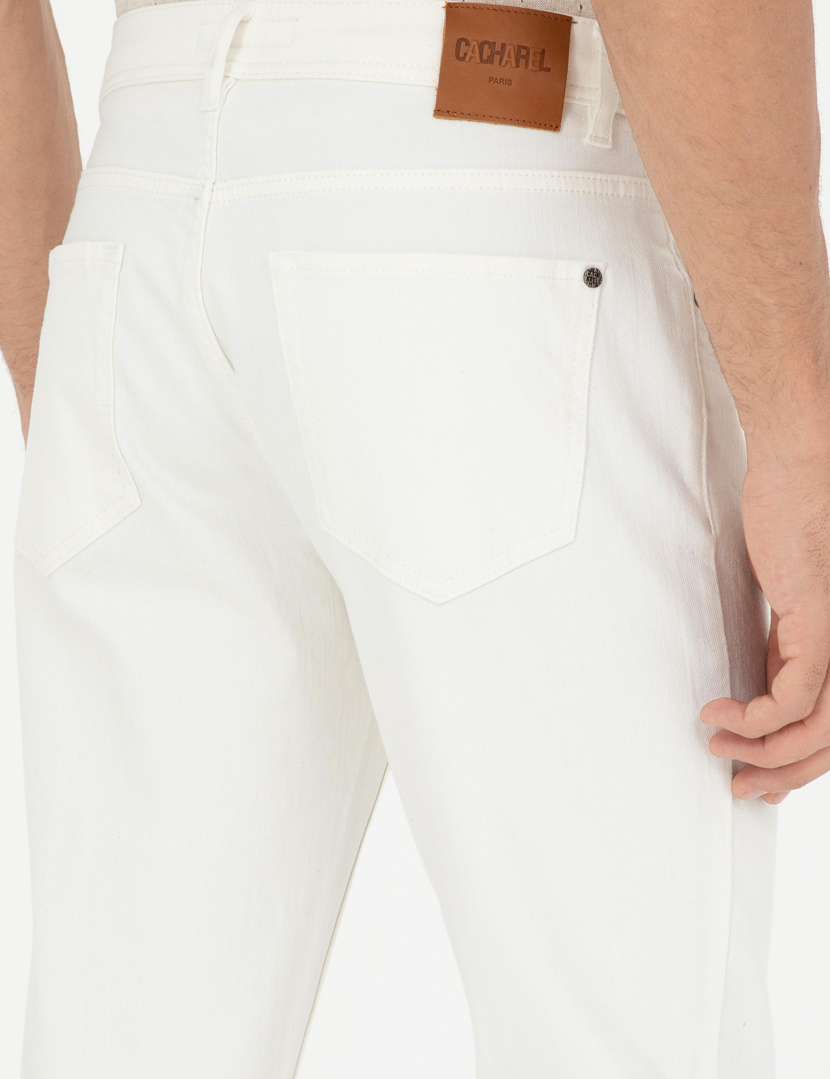 Beyaz Slim Fit Pamuk Karışımlı Jean Pantolon - 50293296022