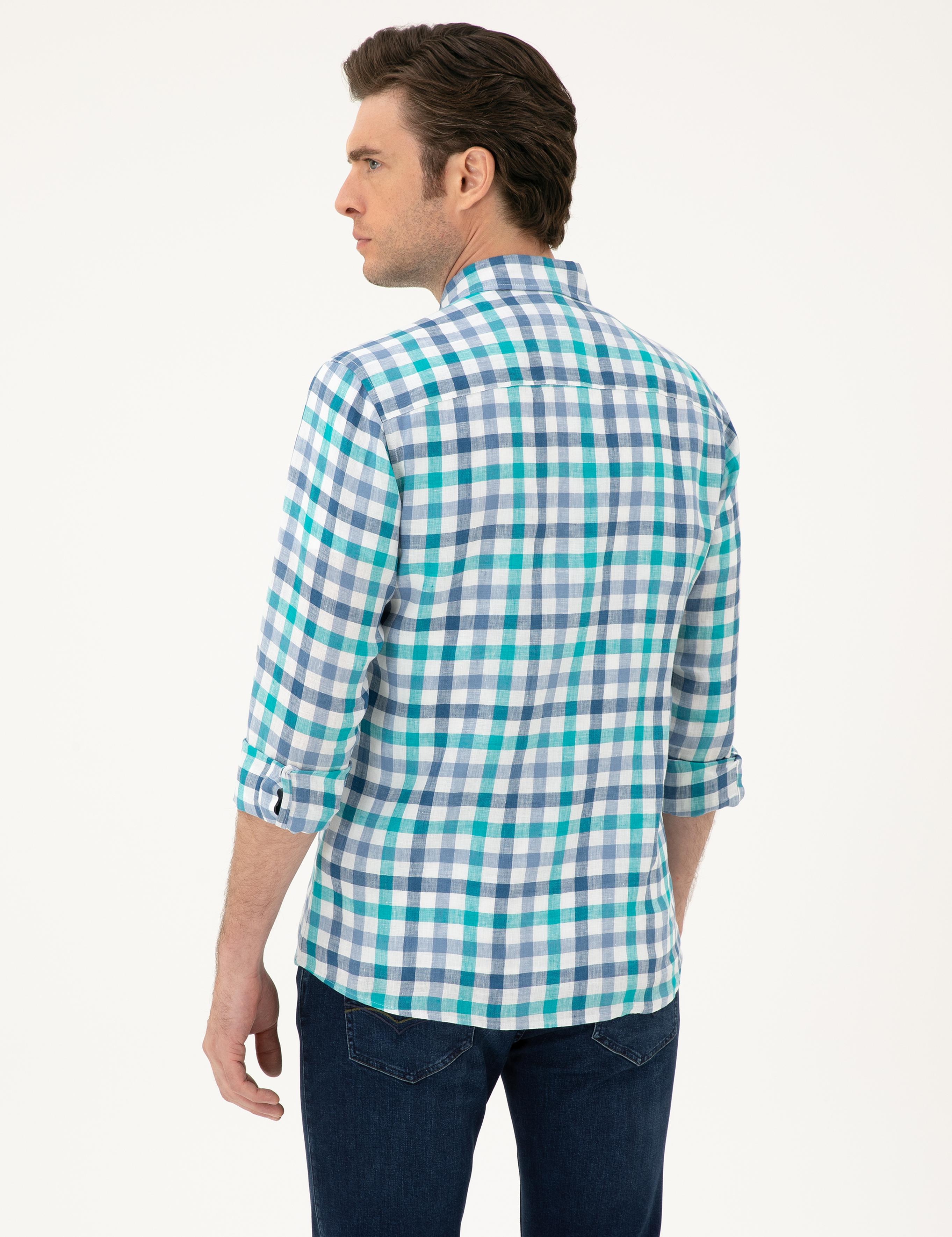 Turkuaz Regular Fit %100 Keten Gömlek - 50284418020