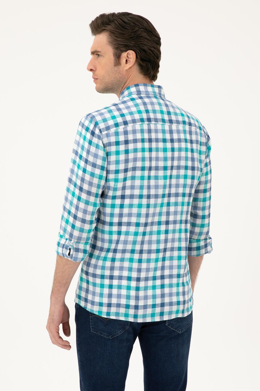 Turkuaz Regular Fit %100 Keten Gömlek - 50284418020