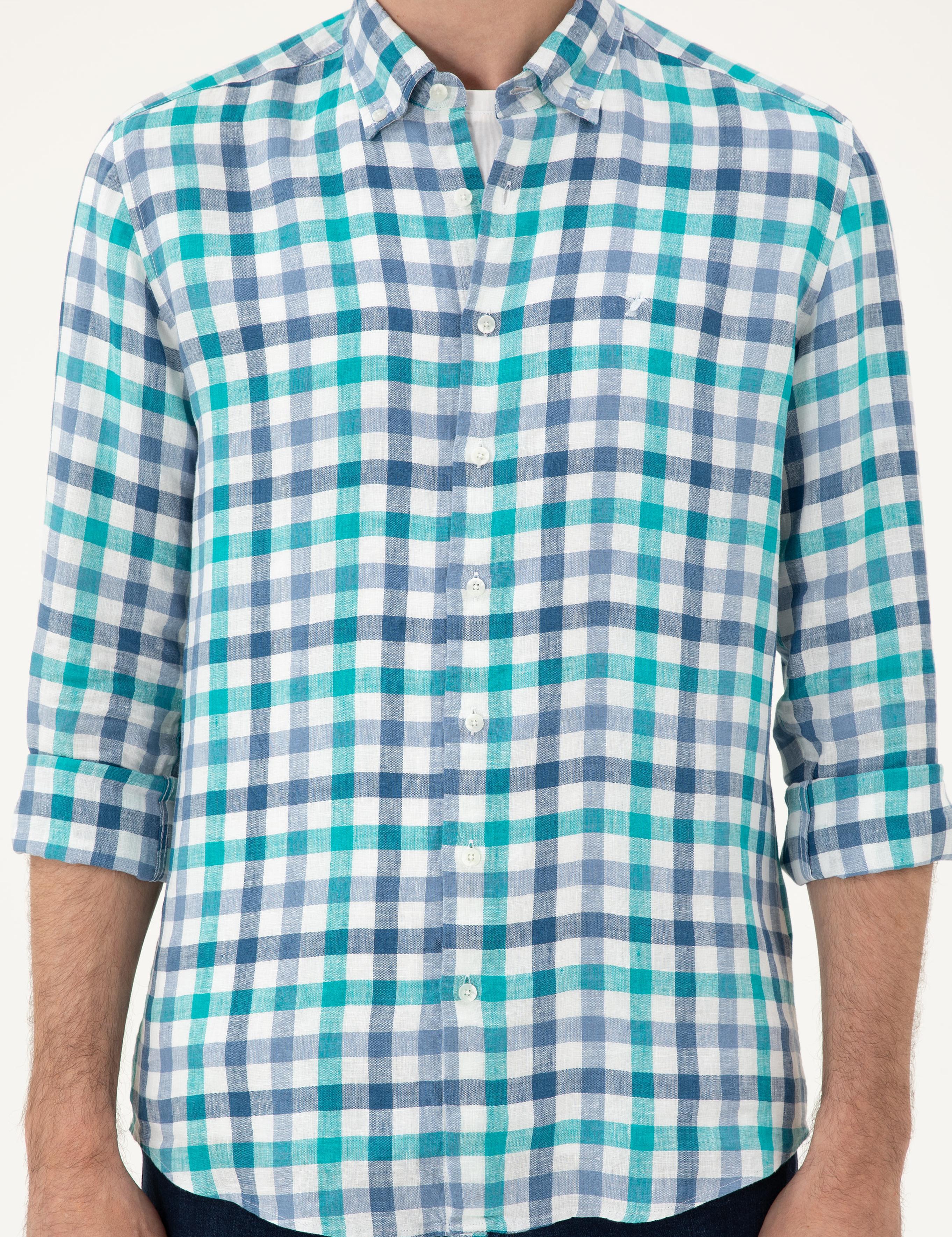 Turkuaz Regular Fit %100 Keten Gömlek - 50284418020