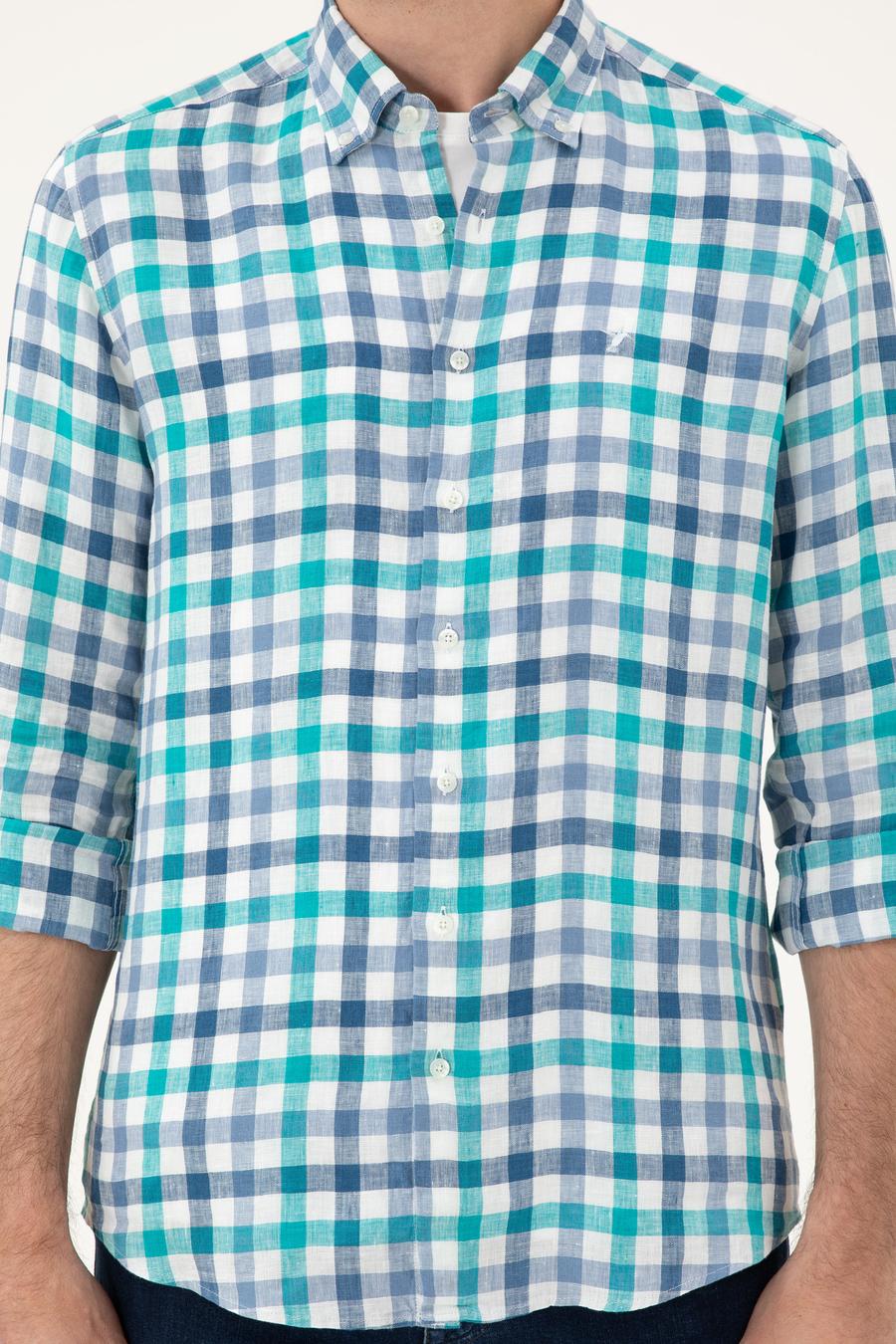 Turkuaz Regular Fit %100 Keten Gömlek - 50284418020