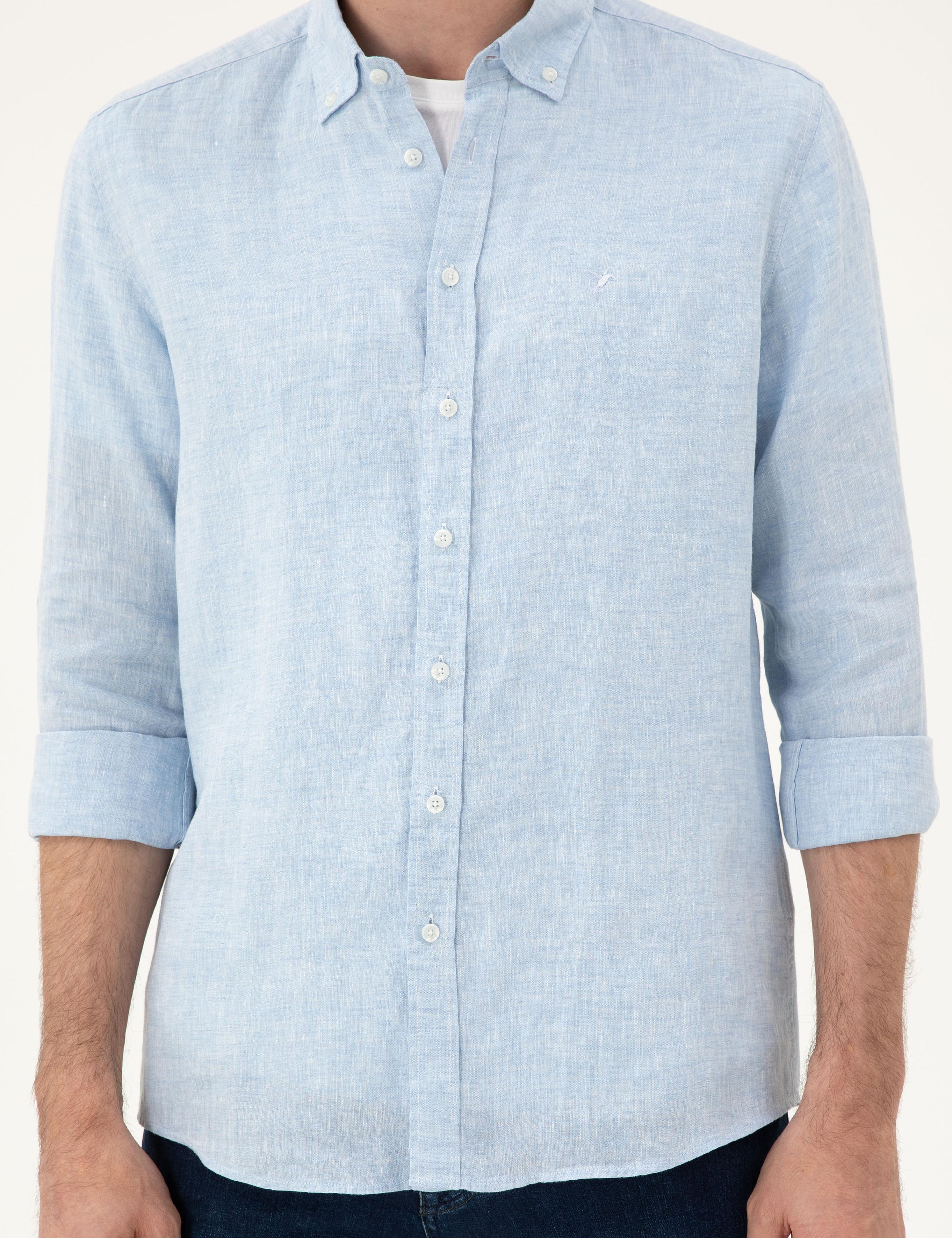 Mavi Regular Fit %100 Keten Gömlek - 50284823203