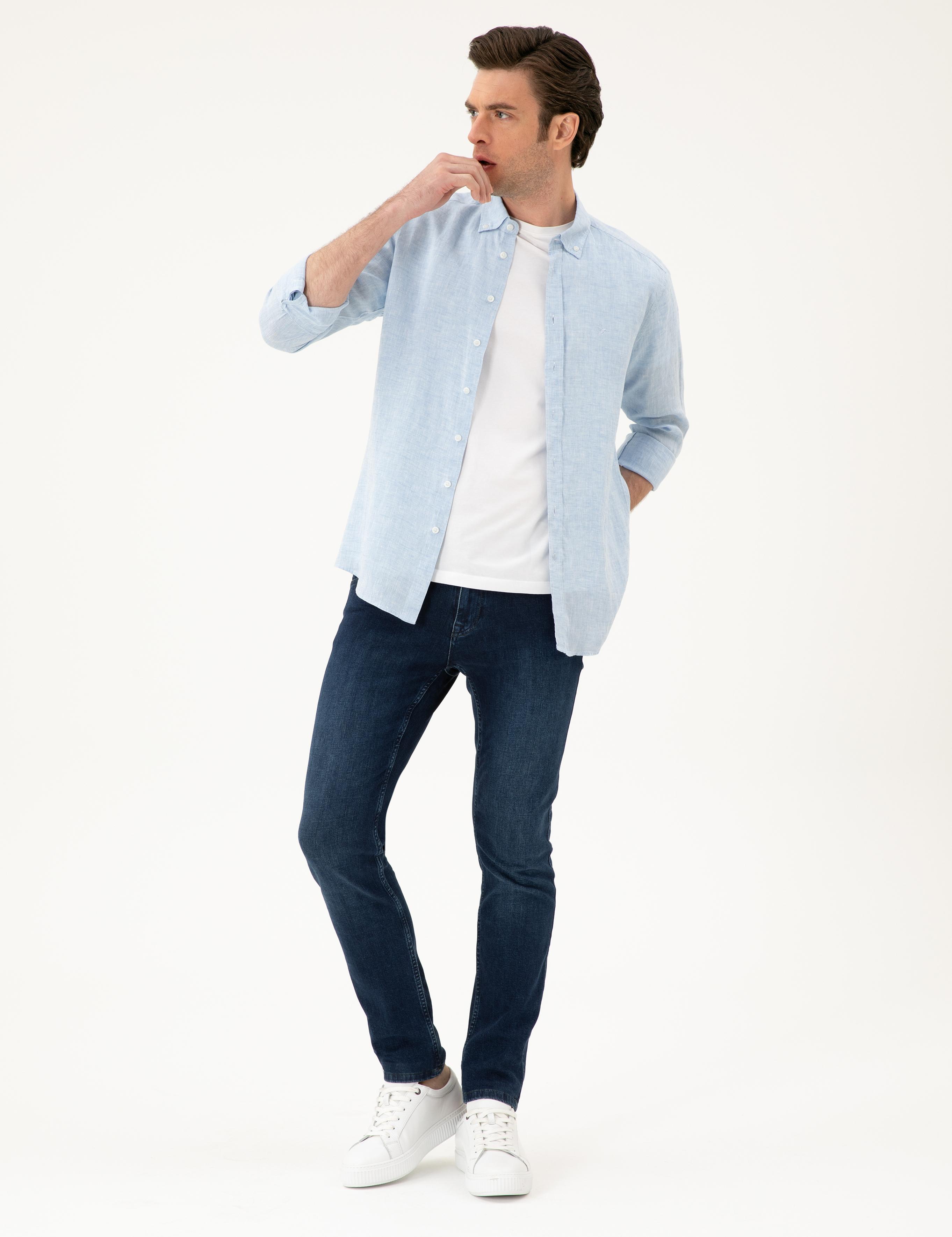 Mavi Regular Fit %100 Keten Gömlek - 50284823203