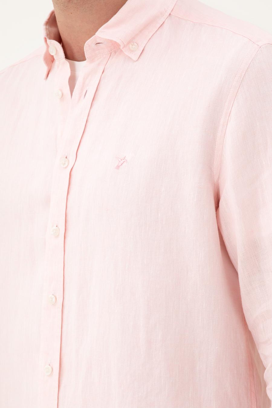 Pembe Regular Fit %100 Keten Gömlek - 50284823302