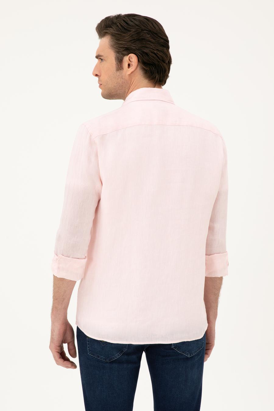 Pembe Regular Fit %100 Keten Gömlek - 50284823302