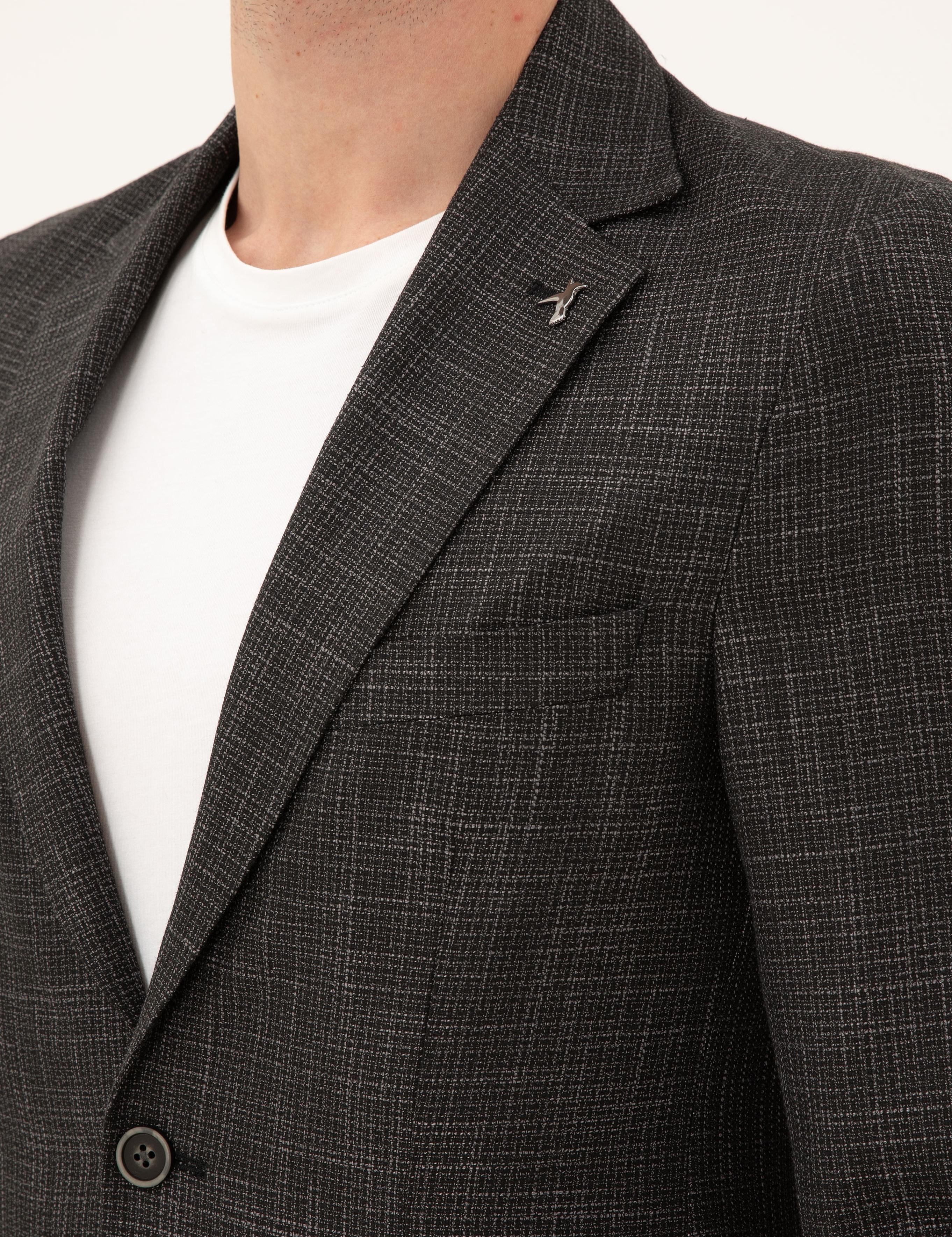 Siyah Slim Fit Keten Karışımlı Ceket - 50289458044