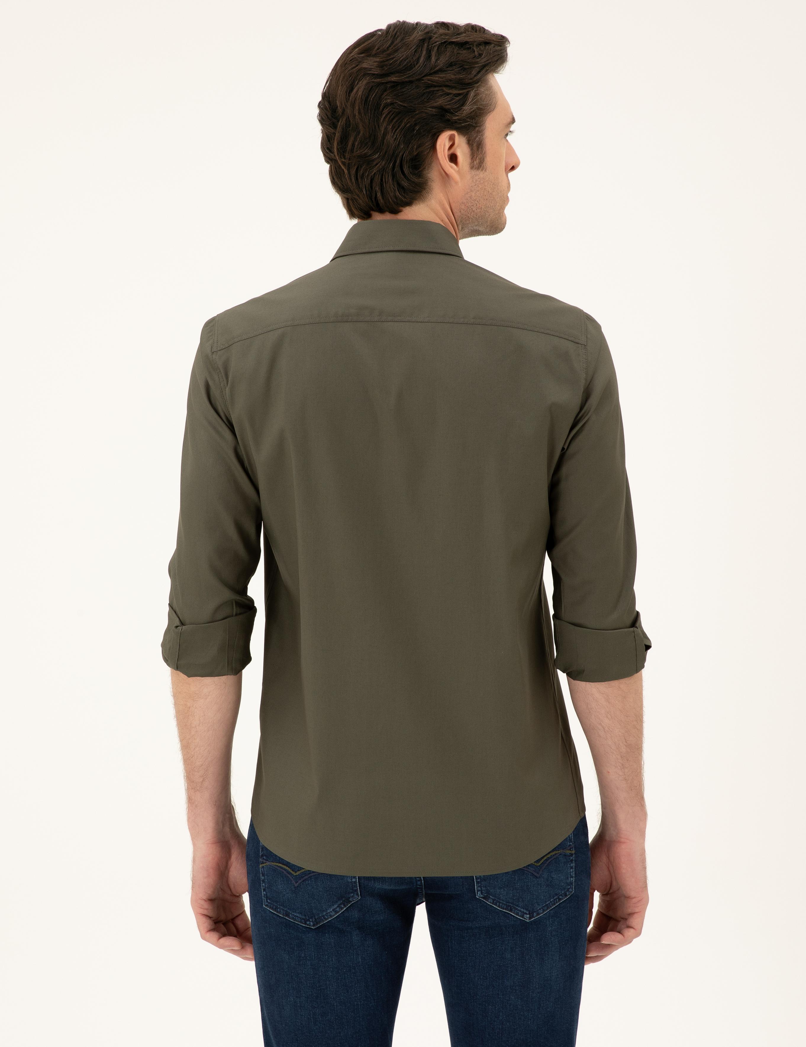 Haki Slim Fit Pamuk Karışımlı Gömlek - 50285450132
