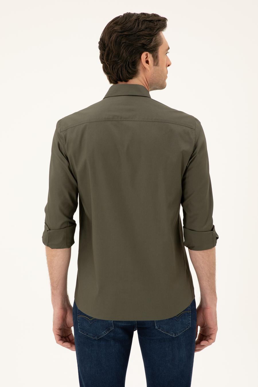 Haki Slim Fit Pamuk Karışımlı Gömlek - 50285450132
