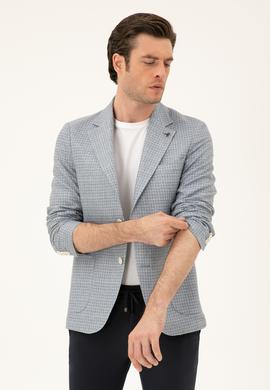 Mavi Slim Fit Keten Karışımlı Ceket