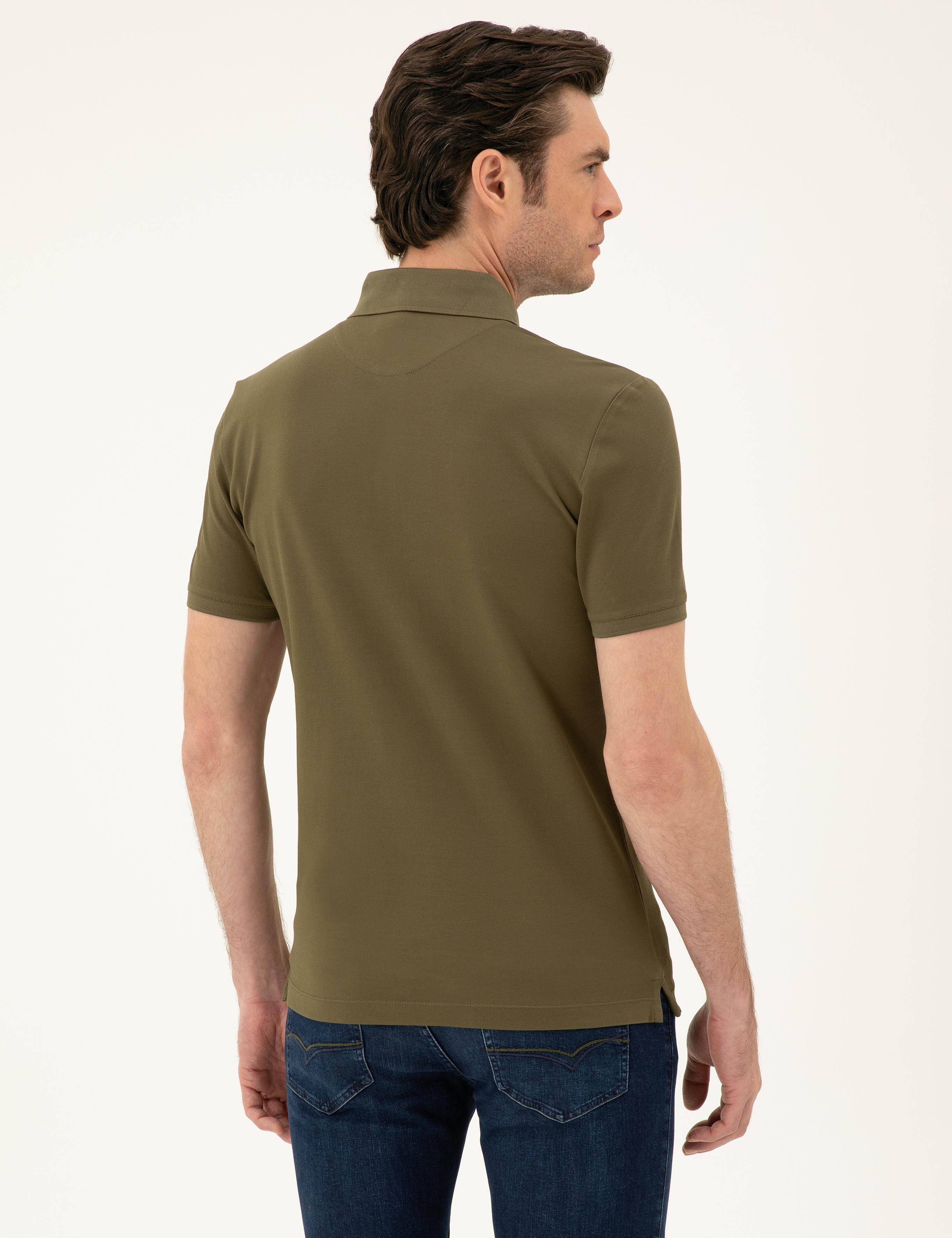 Haki Slim Fit Polo Yaka Merserize T-shirt - 50284772039
