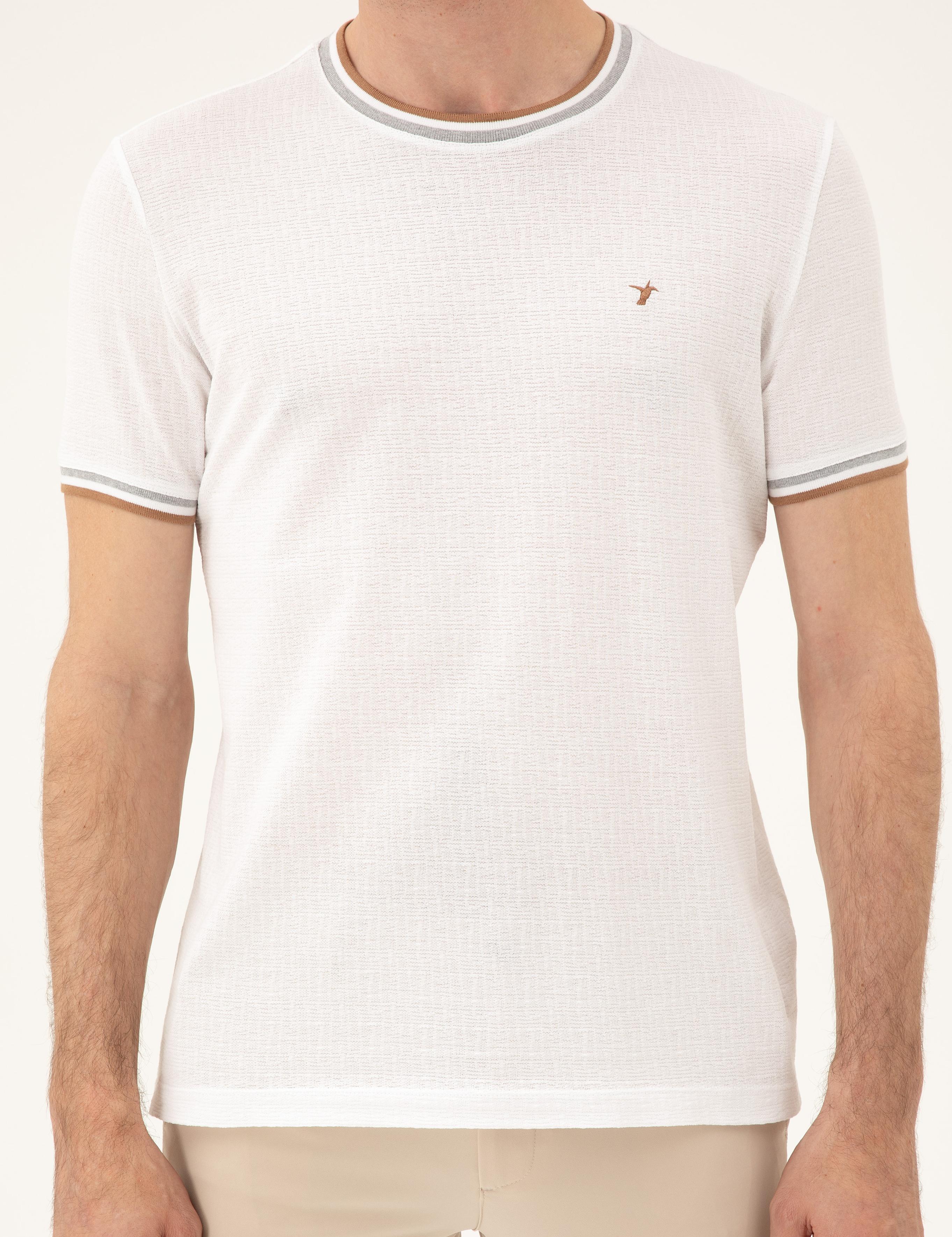 Beyaz Slim Fit Bisiklet Yaka T-shirt - 50284211001
